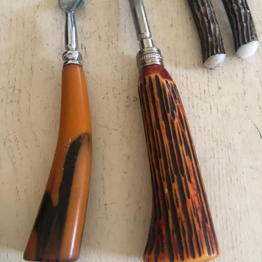 Vintage Bakelite Horn Handle Serving Utensils